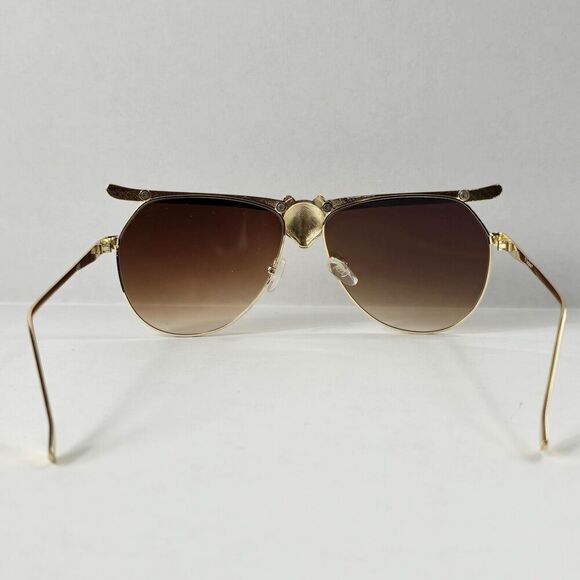 Rhinestone Cat Head Aviator Sunglasses Fashion Womens Gold  Brown Resort Glam - Picture 6 of 6